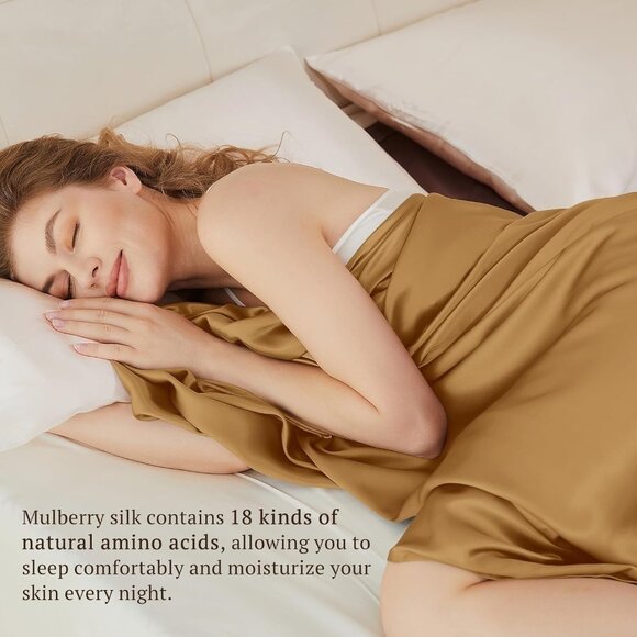 THXSILK Metallic Gold Twin FLAT Sheet 100% Mulberry Silk , NWT - Picture 8 of 9